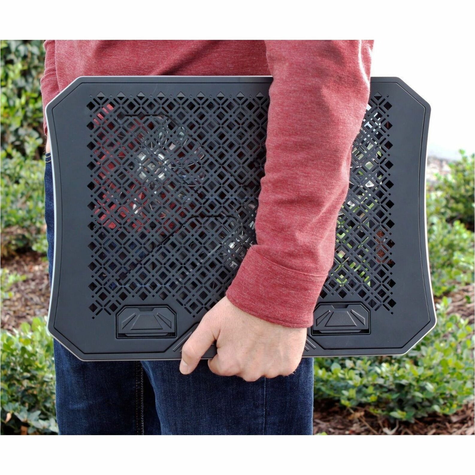 Aluratek ACPRGB01F - Ergonomic USB Cooling Pad with RGB Lights for Laptops Up to 19" Wide, 7 Adjustable Angles, w/Phone Cradle
