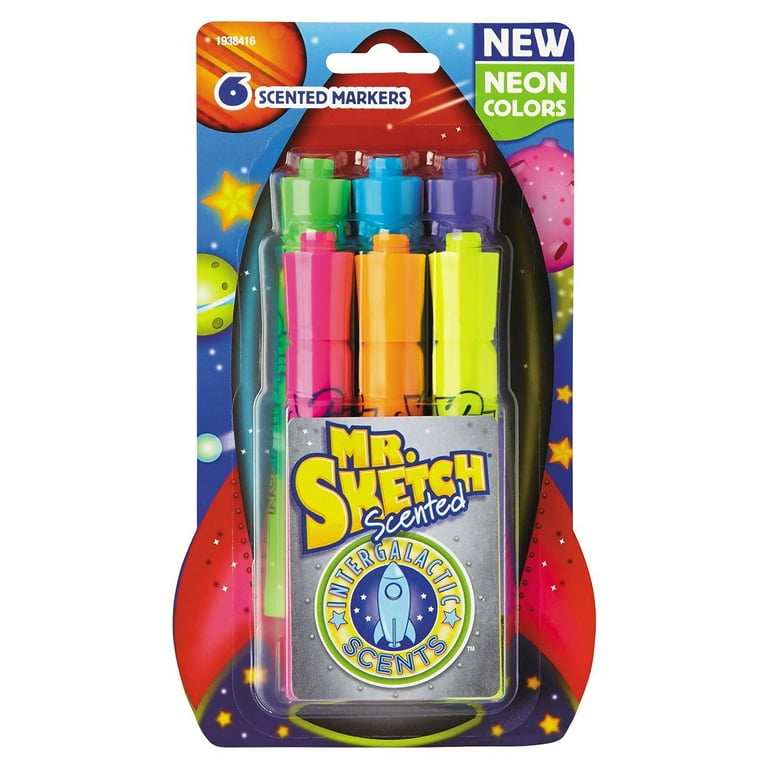 Mr. Sketch Scented Markers, Intergalactic Neon, Chisel Tip, 6 Pack