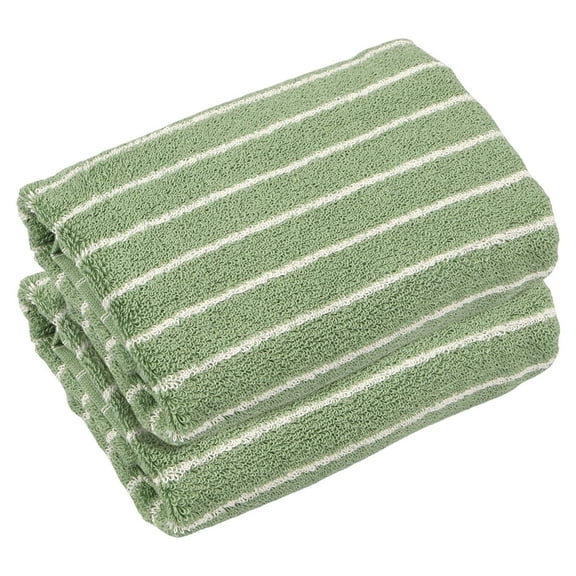 Dznils 100% Cotton Striped Hand Towels for Bathroom, Ultra Soft Absorbent, 13" x 30", Green, 2 Count