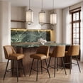 thumbnail image 3 of Modern Bar Stools Set of 4, 26" H Swivel Counter Height Barstools with High Backs, Kitchen Island Stools, For Bar & Home,Faux Leather, Brown, 3 of 9