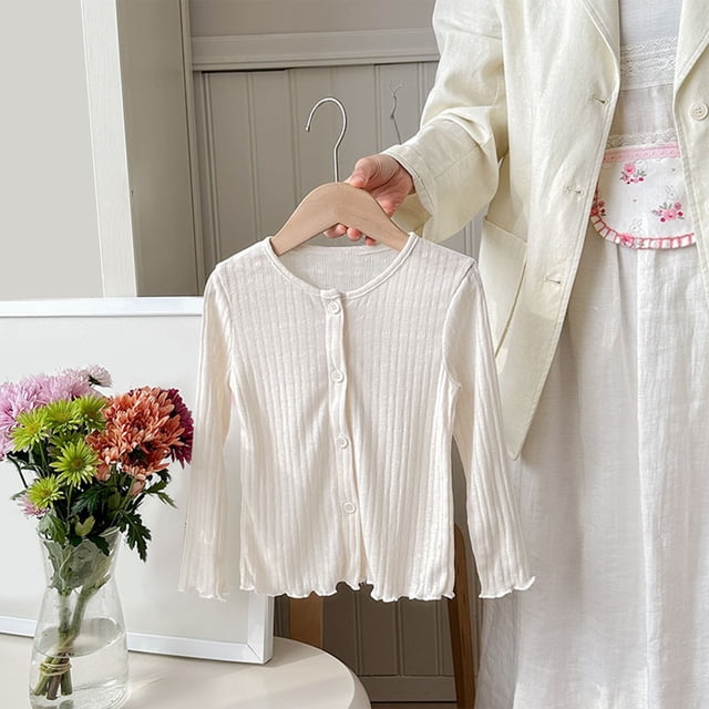 aidice Toddler Baby Clothes Fall Cotton Comfy Round Neck Boy Girl Long Sleeve Button up Ruffle Unisex Cardigans