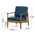 thumbnail image 5 of Greta Acacia Wood Outdoor Club Chair with Dark Teal Cushion, Set of 2, Teak, 5 of 6