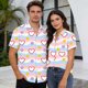 thumbnail image 1 of Ceisia Fashion Unisex Men Women Casual Short Sleeve Gift Printed Turndown Collar Button Shirt, 1 of 9