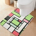 thumbnail image 2 of Yayeee Bath Rug for Bathroom Floor Non Slip Rectangle Fluffy Soft Absorbent Mat, 16"x24", Green Abstract Geometric, 2 of 7