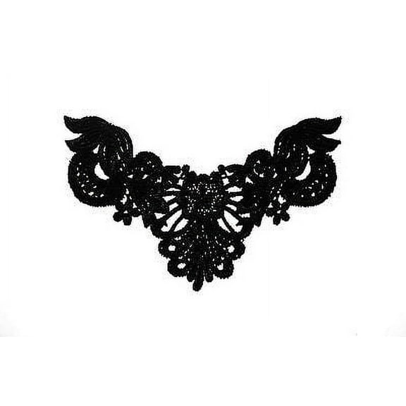 Lily 6.5"x4" Black Venice Lace Embroidery Bodice Motif Fine Applique by Piece