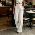 thumbnail image 5 of DeHolifer Women's Pants High Waist Casual Solid Color Straight Leg Work Business Dressy Pants White S, 5 of 6