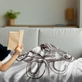 thumbnail image 3 of Anchor Soft Flannel Fleece Blanket, Monochrome Octopus Tattoo Art Style Naval Sketch Mythical Kraken Beast Design, Cozy Plush for Indoor and Outdoor Use, 50" x 60", Brown and White, by Ambesonne, 3 of 5