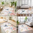 thumbnail image 4 of Area Rugs 4'x6'. Spring Hummingbird Carpet Runner Indoor Outdoor Rugs Home Decor Aesthetic, Cherry Floral Butterflies Botanical Non Slip Mats Washable Accent Rug for Living Room Bedroom, 4 of 8