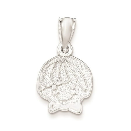 925 Sterling Silver Polished Textured Boy Head Flat-back Charm Pendant