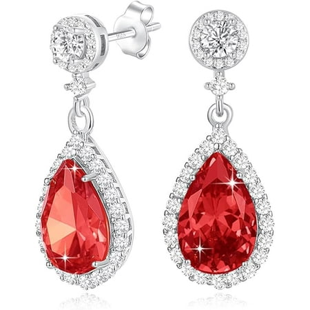 Dangle Stud Earrings for Women 925 Sterling Silver Post,Teardrop Crystal Rhinestone Drop Dangling Wedding Earring Costume Hypoallergenic & Nickel Free Jewelry