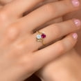 thumbnail image 4 of Gem Stone King 18K Yellow Gold Plated Silver Red Created Ruby White Moissanite and White Lab Grown Diamond Ring for Women (1.79 Cttw, Heart Shape 6MM, Gemstone July Birthstone, Size 8), 4 of 6