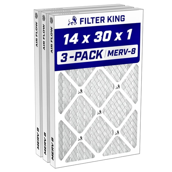 Filter King 14x30x1 Air Filter MERV 8, AC Furnace Filters (3-Pack)