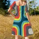 thumbnail image 3 of Vestido de verano sin mangas para mujer traje con estampado cuadrado color azul, 3 of 6