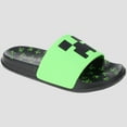 thumbnail image 5 of Minecraft Boys' Sport Slide Sandals, Indoor Outdoor Pool Slide, Black/Green, Size 5/6 Big Kid, 5 of 6