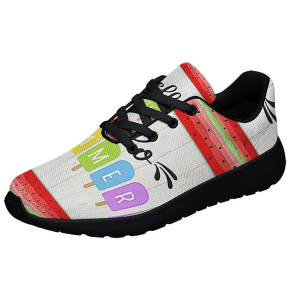 Hello Summer Ice Cream Watermelon Shoes Sneakers for Women Men Black Size 3.5