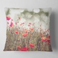 thumbnail image 2 of Designart Red Poppy Flowers Meadow - Floral Throw Pillow - 18x18, 2 of 5