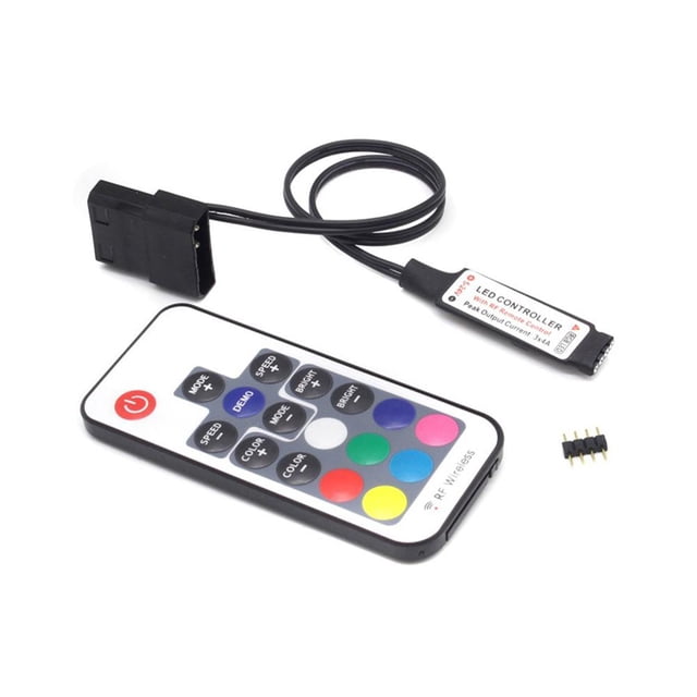 DC12V 4Pin Lámpara Computadora RGB LED Tira de luz Inalámbrico RF 17 Controlador de teclas Tmvgtek Para estrenar