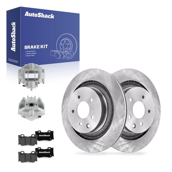 AutoShack Rear Vented Brake Rotors   Ceramic Pads   Calipers 8-PC Brake Kit Replacement for 2008-2013 INFINITI G37 2009-2019 Nissan 370Z 2014-2015 INFINITI Q60 13.77" (349.8 mm)