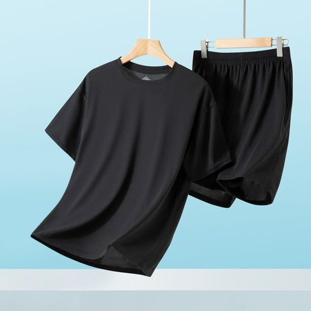 Pijama fino para hombre, conjunto de pijama para estar en casa, pantalones cortos holgados de manga corta, conjunto de pijama para hombre, conjunto de dos piezas