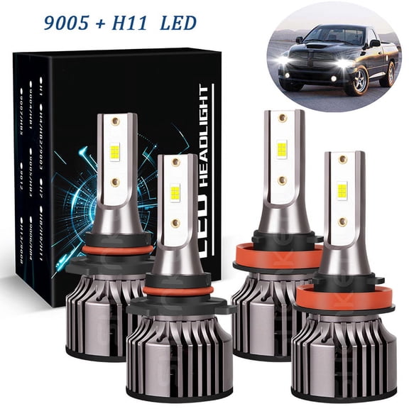 Combo 9005 H11 LED Headlight Hi-Lo Beam Bulbs For Dodge RAM 1500 2019 2020 2021