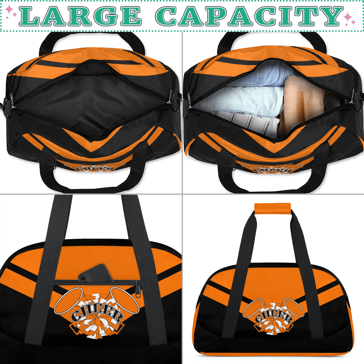 Qzjjjmy Cheer Dancing Bags for Girls Cheerleading Bag Weekender Bag