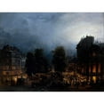 thumbnail image 2 of Domenico Ferri 18x15 Black Ornate Wood Framed Double Matted Museum Art Print Titled - Boulevard Des Italiens De Nuit (1835), 2 of 5