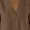 thumbnail image 5 of JGGSPWM Womens 3/4 Sleeve Linen Dress Casual Summer Dresses with Pockets Loose Midi A Line Flowy Dress Boho V Neck Sundress Brown XL, 5 of 7