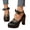 Black, variant on Women's Bow Pearl Chunky High Heel Pumps Platform Round Toe Heeled Sandals Ankle Strap Elegant Dress Mary Jane Shoes Beige Size 7