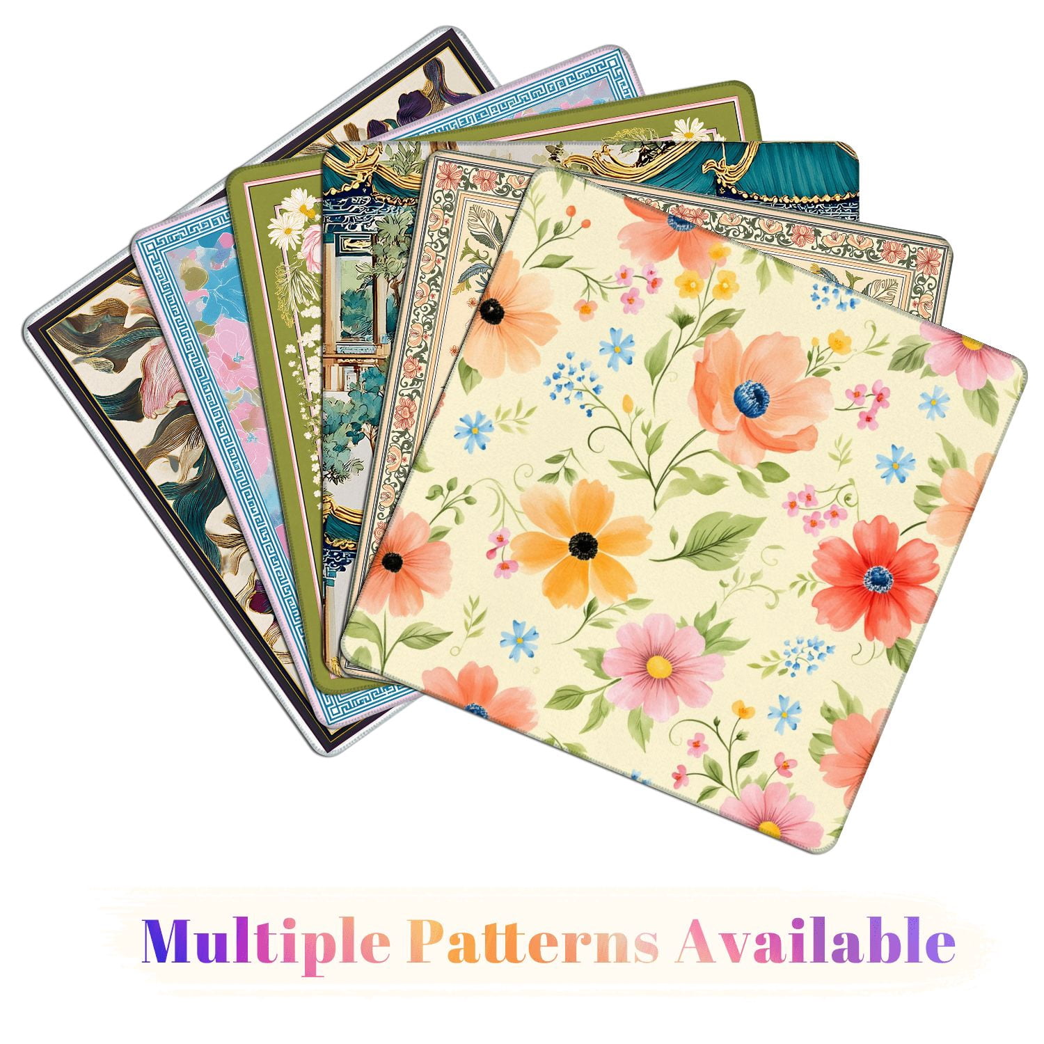 Mahjong Mat 31.5" x 31.5" Colorful Hand Painted Floral Wildflowers Cream Non-Slip Noise Reduction American Mahjong Tiles Table Cover for Dominoes Poker Card Board Games Gift