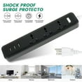 thumbnail image 1 of Outdoor Power Strip  Waterproof  With 3 Usb And 3 Ac Outlets Fast Charging Ports Extension Cord Flat Plug Overload Protection, 1 of 7