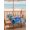 Blue, variant on Outdoor Tablecloth with Umbrella Hole and Zipper, Abstract Red Rectangle Table Cloth 52x70 Inch Waterproof Tablecloth, Painting Buildings Geometric Color Block Picnic Table Cover for Patio Camping