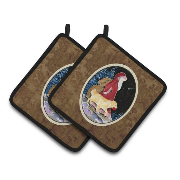 Carolines Treasures SS8973PTHD Santa Claus with Golden Retriever Pair of Pot Holders, 7.5HX7.5W, multicolor