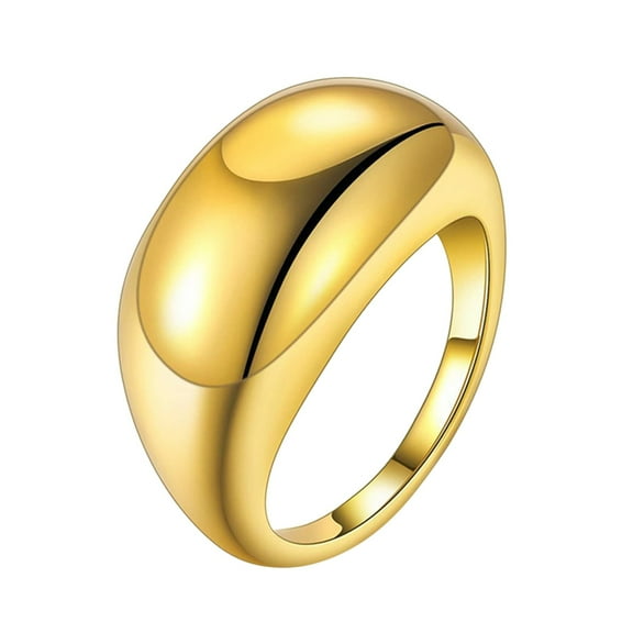 BKBP Women's Geometric Large Glossy Thick Dome Ring Chunky Statement Rings Gold Plated Stackable Band for Women Finger Minimalist Jewelry Size 5 12 Elegant Adjustable Minimalist Great Gift for Her