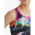 thumbnail image 3 of Justice Swirl Print Strappy Back Gymnastic Leotard for Girls with Scrunchie, Sizes XS-XL, 3 of 4
