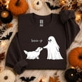 thumbnail image 3 of Unisex Boo-p Ghost Dog Halloween Fall Minimalist Aesthetic Cute Cottagecore Crewneck Sweatshirt, 3 of 7