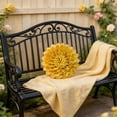 thumbnail image 3 of JWH Small Round 3D Decorative Flower Throw Pillows Round Velvet Cushions 14inch Yellow for Room Sofa Bedding Decor, 3 of 11