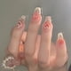 thumbnail image 1 of Cute Valentine's Day French Tip Press On Nails - Glossy Pink Blush Acrylic False Nails with White Heart Pattern - Full Coverage Sticks On Nails for Women, 1 of 4