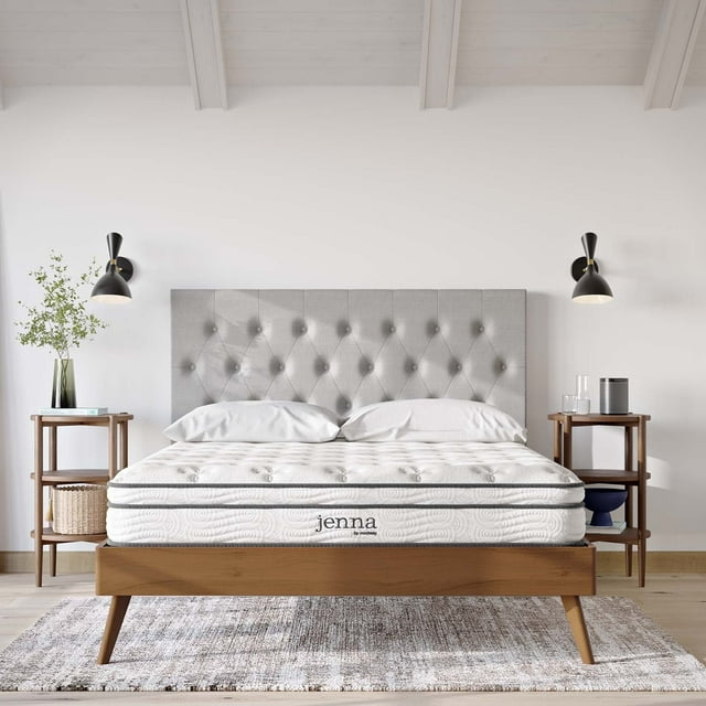 Modway Jenna Matelas Grand 8 Pouces à Ressorts Ensachés et Mousse, Blanc