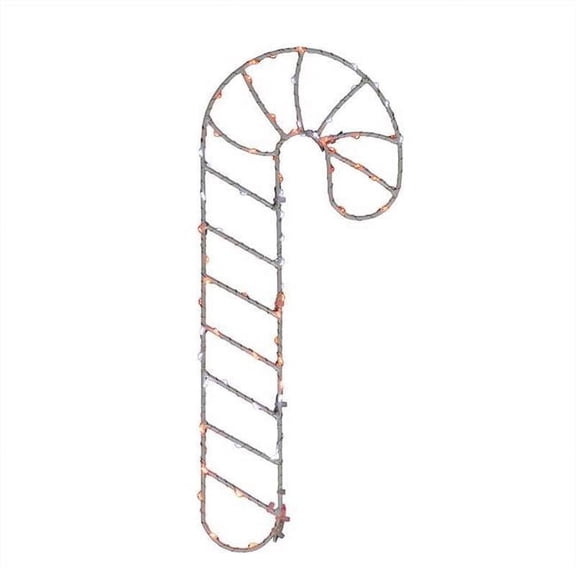 Celebrations 9096175 15 in. LED Candy Cane Silhouette Hanging Decor, Red & White
