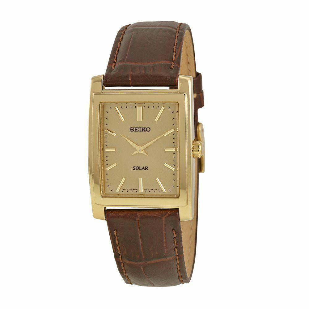 SUP896 Champagne Dial Men's Brown Leather Eco-Drive Watch - Walmart.com