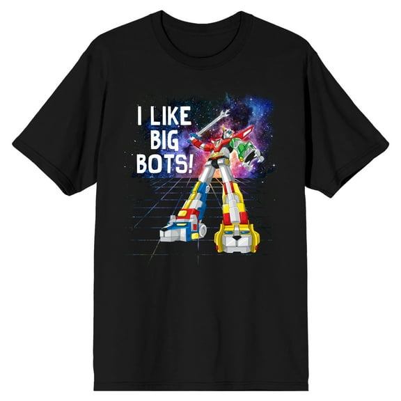 Voltron I Like Big Bots Men's Black T-Shirt Tee Shirt-Medium