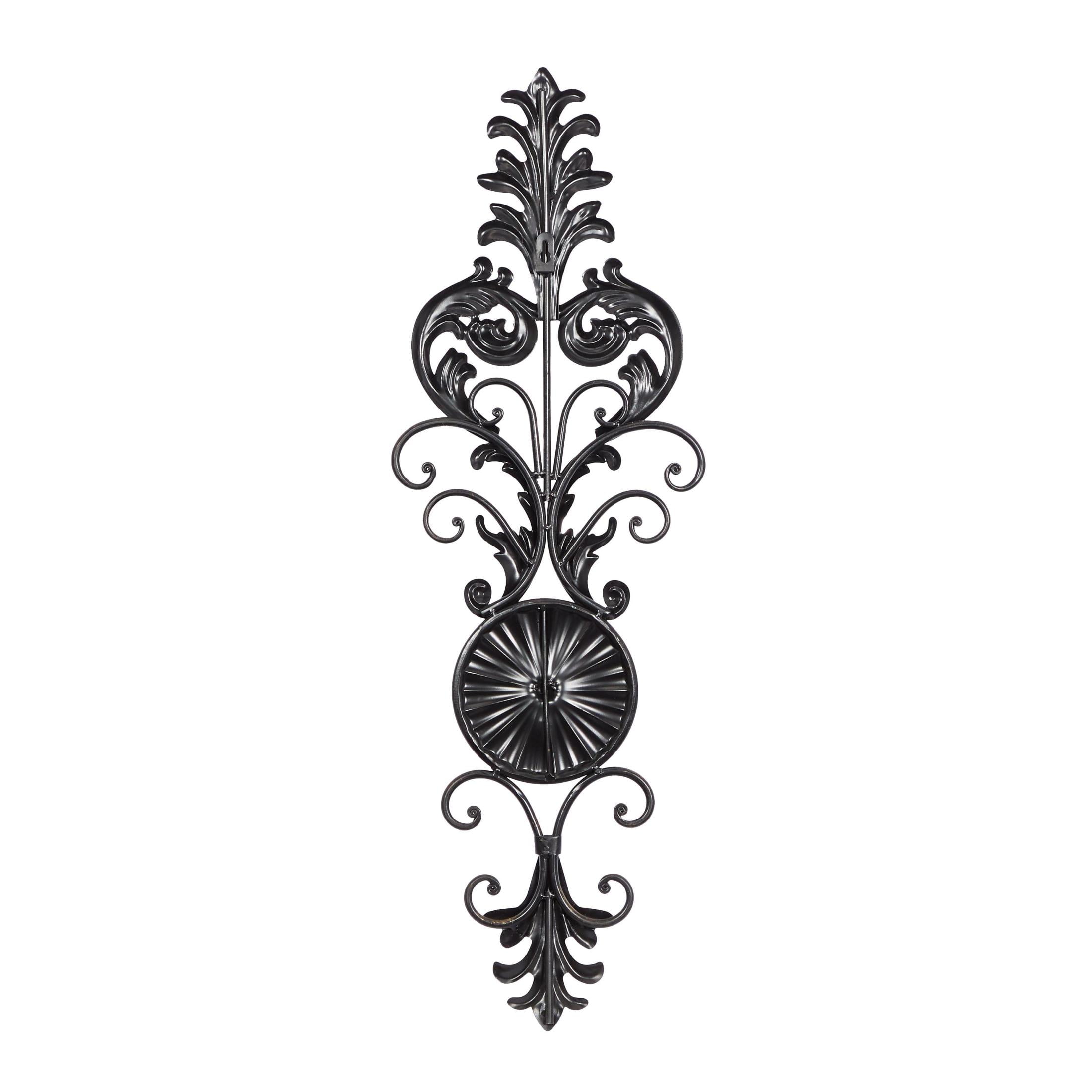 DecMode Bronze Metal Scroll Weathered Wall Candle Sconce