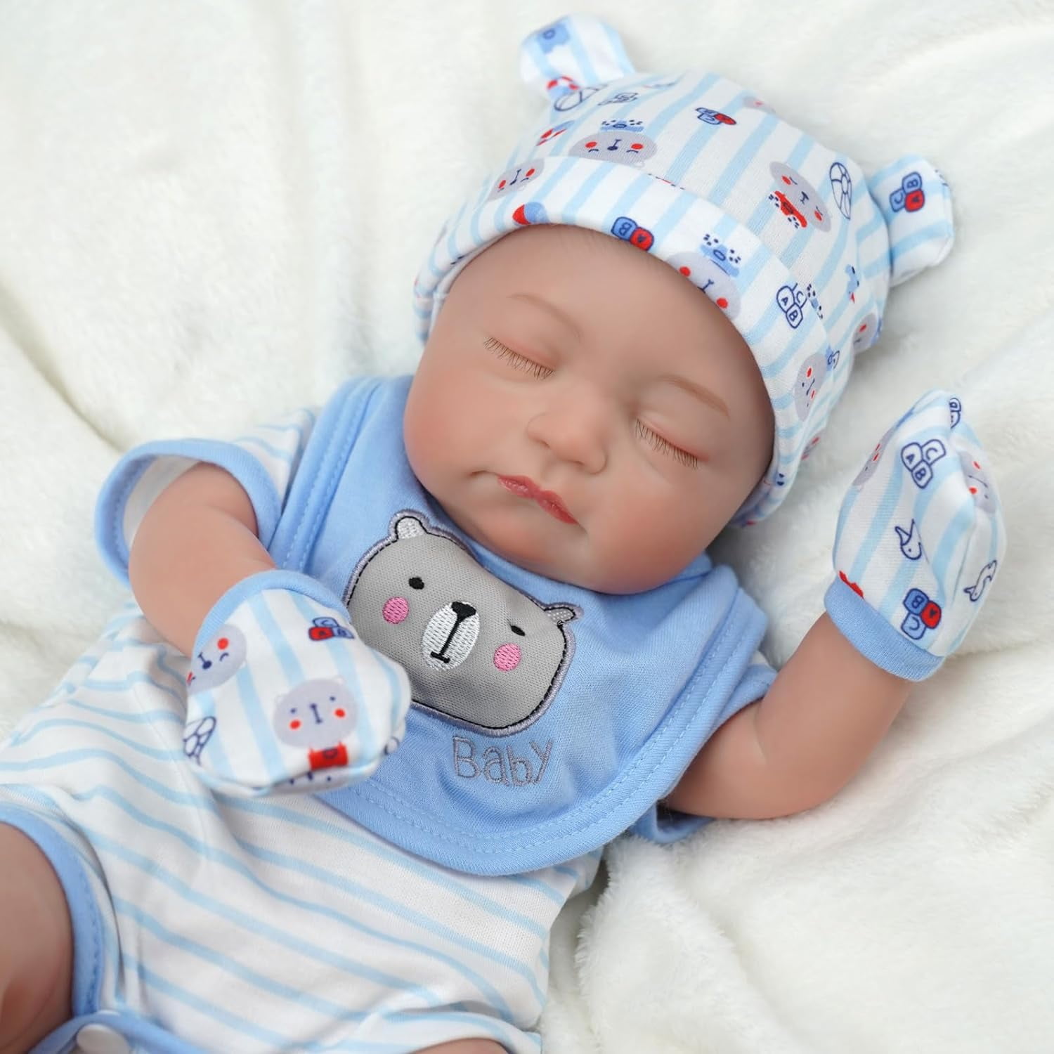 7 Sets Reborn Baby Doll Clothes with Bassinet for 17-22 Inch Baby