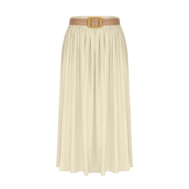 Jupes à Taille Élastique pour Femmes Jupe Décontractée Évasée Longueur Cheville en Polyester Longueur Régulière 1 Pce