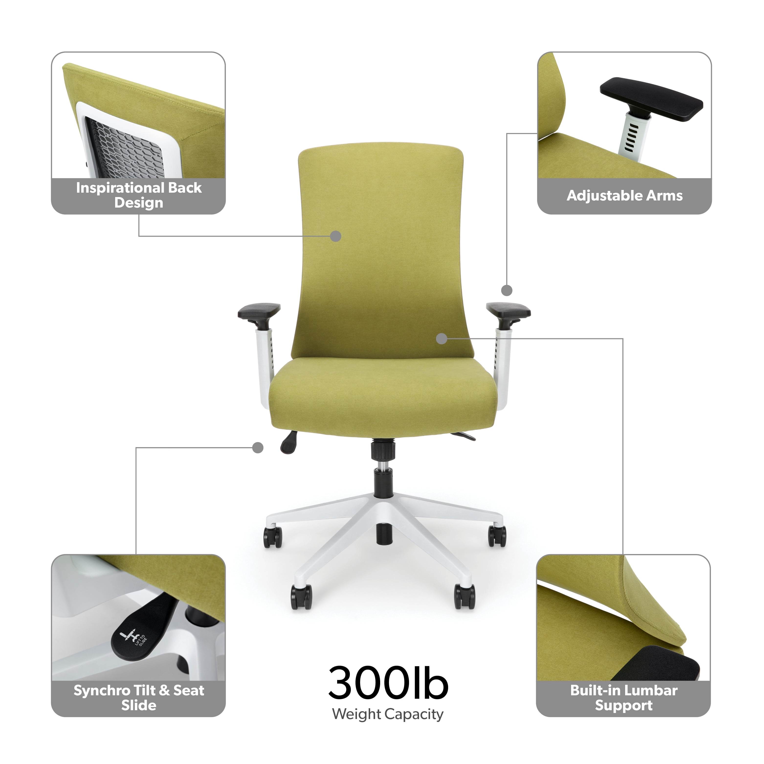 HON Basyx Commercial-Grade Hive Designer Task Chair, Moss Green (BSX144VA84W)