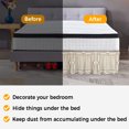 thumbnail image 4 of Beige Farmhouse Bed Skirt King Size 16 Inch Drop, Linen Texture Geometric Lines Floral Boho Adjustable Elastic Dust Ruffles Bedskirt for King Bed Wrap Around Pleated Mattress Frame Cover, 4 of 9