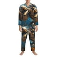 thumbnail image 3 of Susaid Playful Dolphins Underwater Print Men's Long Sleeve Pajama Set, Two-Piece Button-Down Loungewear PJs Set, Comfortable Sleepwear for Relaxation-Medium, 3 of 7