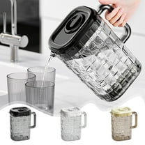 kttectoa Plastic Beverage Drink Pitcher Transparent Bottle Water Ice Cold Jug With Lid And Handle Ribbed For Bar Home Without Cup 2000ml Christmas Gifts