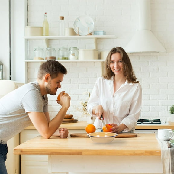 Masteelf Thickened Enamel Basin Multi-Functional Enamelware for Vegetable and Dishes for Home Use Retro Enamel Bowl Enamel Soup Bowl