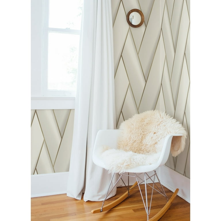 Modern Herringbone Peel and stick Wallpaper Gold and White Contact